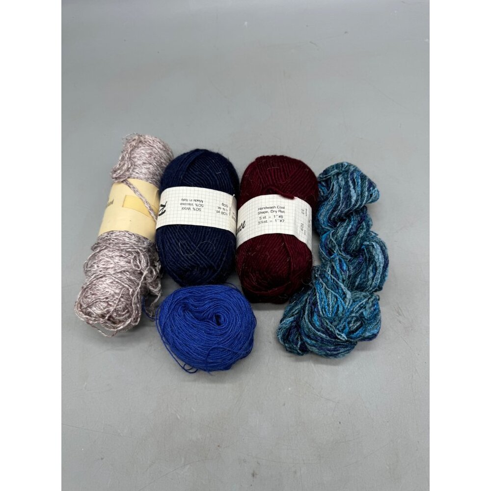 Mixed Yarn Lot 5 Skeins Romance Handwash Shape Dry Flat Assorted Colors Textures